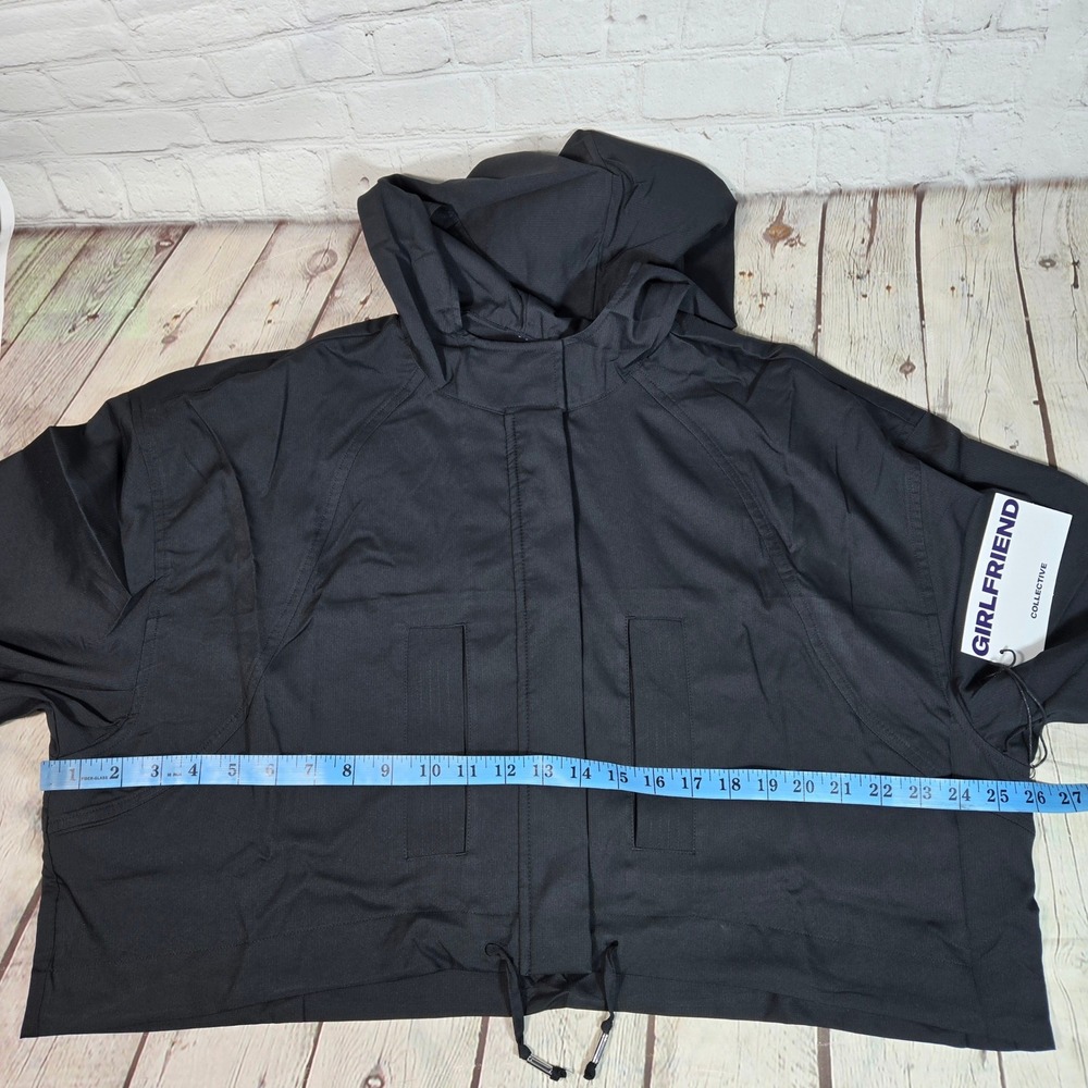 Girlfriend Collective Black Heidi Windbreaker Cropped Hooded Jacket XL NWT - Picture 8 of 11